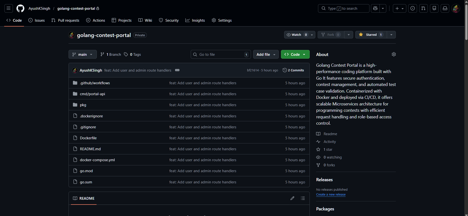Golang Contest Portal